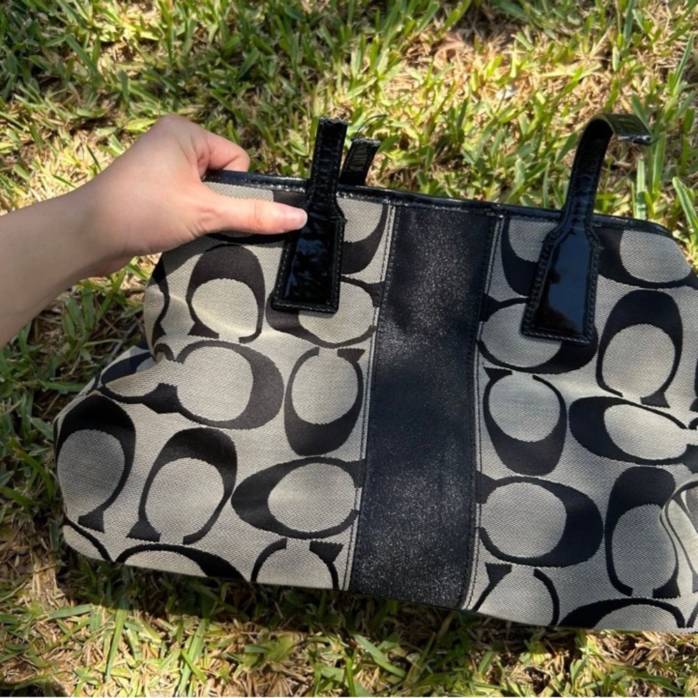 Coach Black and Gray Signature Tote - Picture 2 of 12